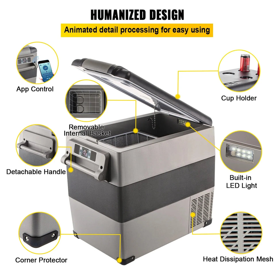 VEVOR 22L 35L 45L 55L Car Refrigerator Mini Fridge Freezer Portable Compressor Cooler 12/24V DC 110-240V Ice Box for Camping