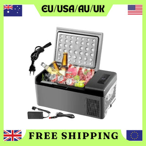 VEVOR 15L Mini Car Fridge Refrigerator Freezer 12V/24V DC 110-240V AC 45W Portable Cooler for Picnic Boating Caravan Bar