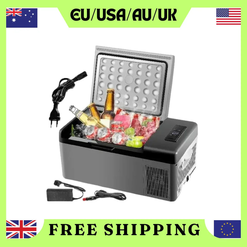VEVOR 15L Mini Car Fridge Refrigerator Freezer 12V/24V DC 110-240V AC 45W Portable Cooler for Picnic Boating Caravan Bar