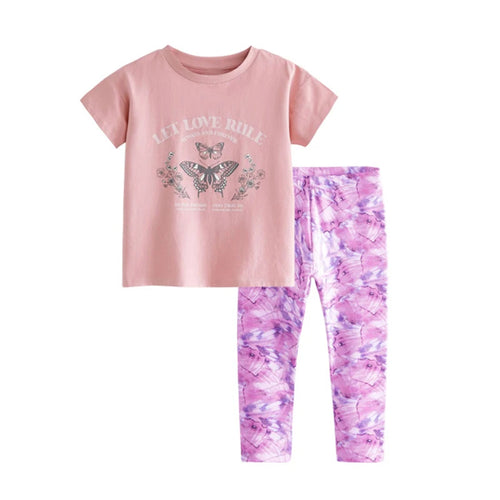 Kids Girls Children‘s Clothing Suits 2024 Summer 100% Combed Cotton t-shirt Leggings Pants Outfits Casual Baby Girl Clothes Sets