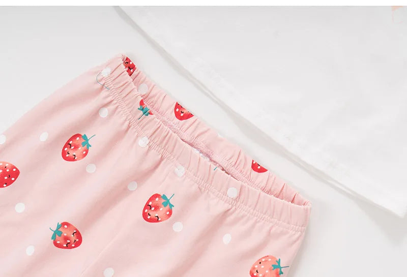Kids Girls Children‘s Clothing Suits 2024 Summer 100% Combed Cotton t-shirt Leggings Pants Outfits Casual Baby Girl Clothes Sets