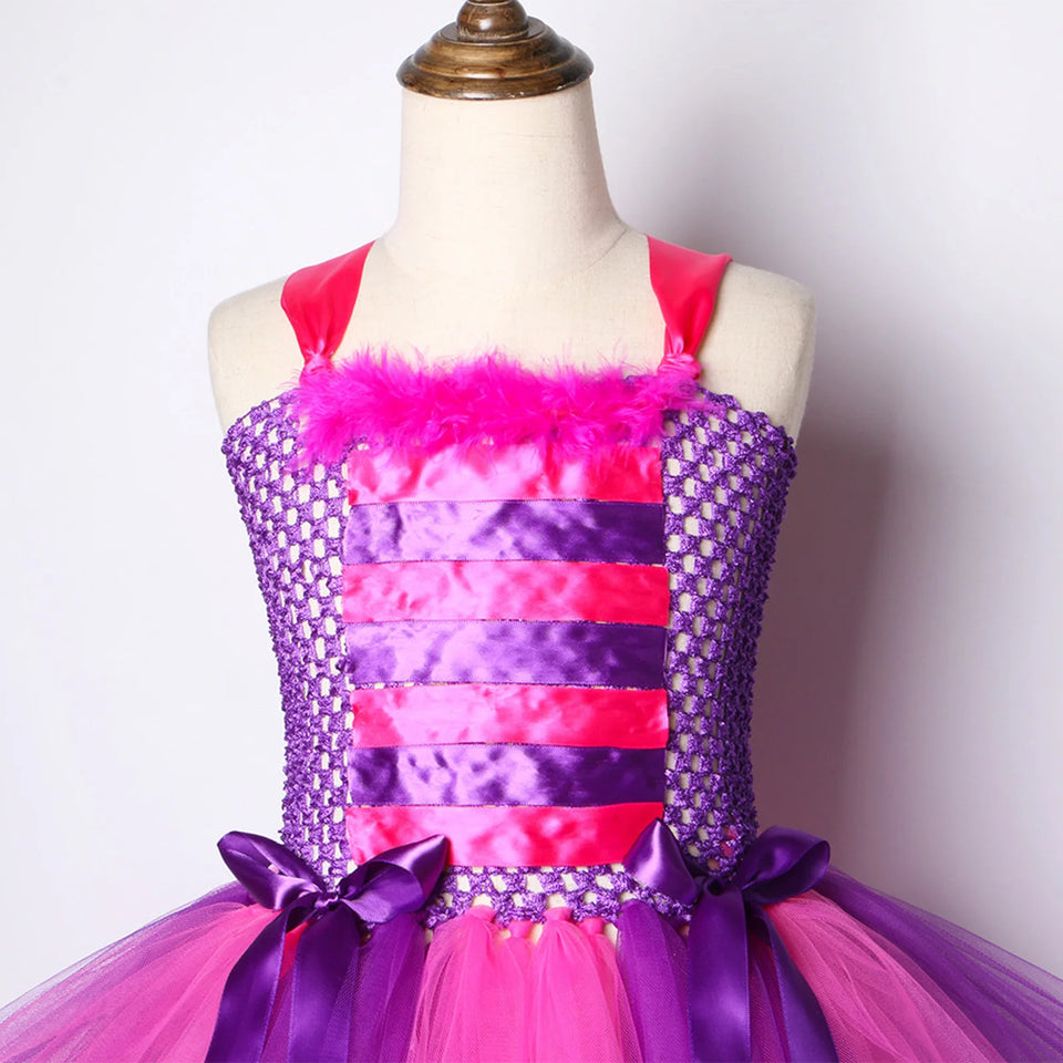 Little Wild Cat Mesh Tutu Dress Kid Girls Halloween Costumes Animal Cosplay Dresses With Headband Princess Birthday Party Outfit - www.sixcolors.us
