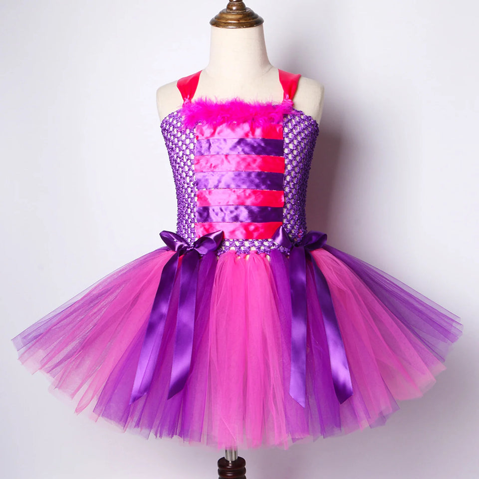 Little Wild Cat Mesh Tutu Dress Kid Girls Halloween Costumes Animal Cosplay Dresses With Headband Princess Birthday Party Outfit - www.sixcolors.us