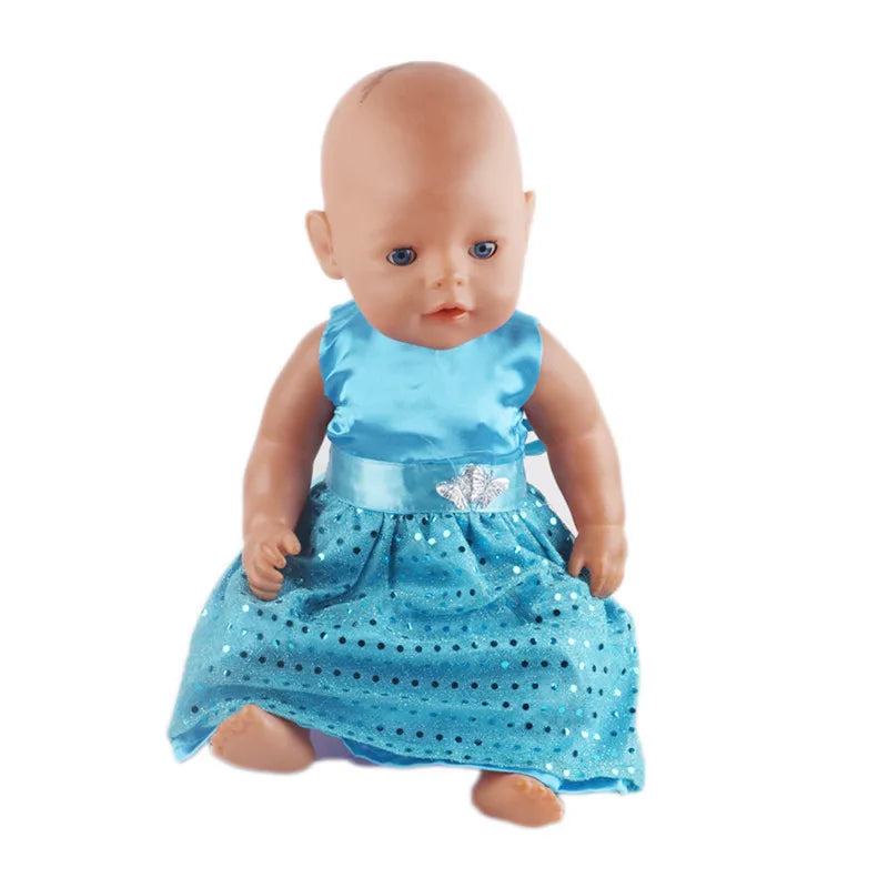 Doll Clothes Aqua Blue Series Disned Elsa Dress Shoes Mermaid Swimsuit For 18Inch American Doll Girl&43Cm Baby New Born Kids Toy