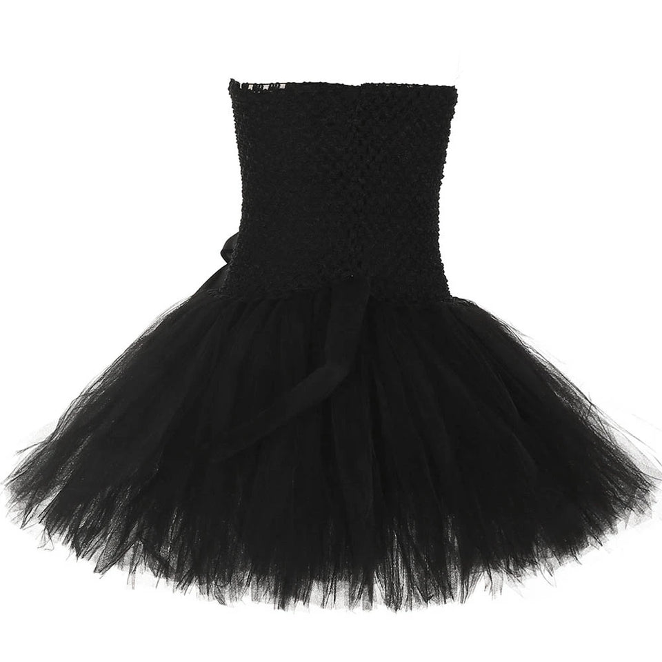 Cute Black Cat Tutu Dress Baby Girls Birthday Dresses Toddler Kids Halloween Costumes Children Animal Cosplay Outfit Solid Black - www.sixcolors.us