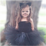 Cute Black Cat Tutu Dress Baby Girls Birthday Dresses Toddler Kids Halloween Costumes Children Animal Cosplay Outfit Solid Black - www.sixcolors.us