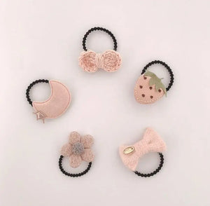 Baby Girls Elastic Hair Bands 5pcs/bag Small Flower Hair Ties Rope for Kids Todderls Bows Scrunchies Girls Hair Accessories