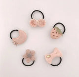 Baby Girls Elastic Hair Bands 5pcs/bag Small Flower Hair Ties Rope for Kids Todderls Bows Scrunchies Girls Hair Accessories