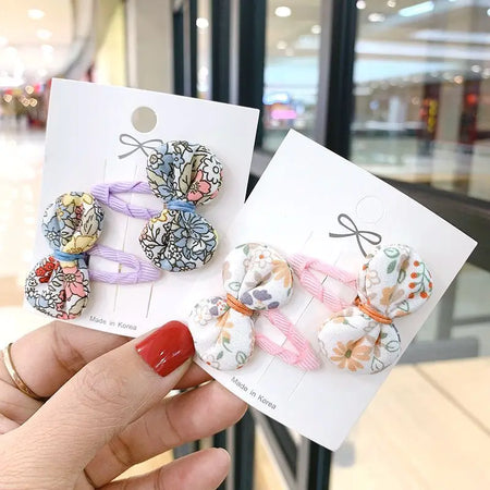 Good Quality Baby Girls Hair Clips Mini Cotton Print Flower Bows Kids Hairpins Cloth Barrettes Fashion Hair Accessories
