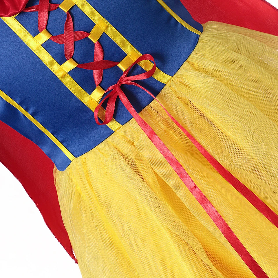 Kids Halloween Party Cosplay Snow White Costume Baby Girl Bow Tangled Ball Gown Clothing Children Wedding Princess Dress 2-12T - www.sixcolors.us