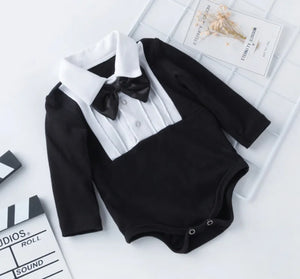 Newborn Baby Boys Clothes Gentleman Bow Long Sleeve Romper Jumpsuit Infant Cotton Overalls Wedding Costume Kids Gifts 0-24M