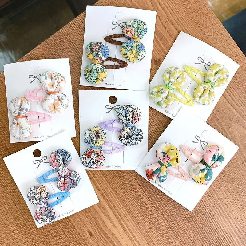 Good Quality Baby Girls Hair Clips Mini Cotton Print Flower Bows Kids Hairpins Cloth Barrettes Fashion Hair Accessories