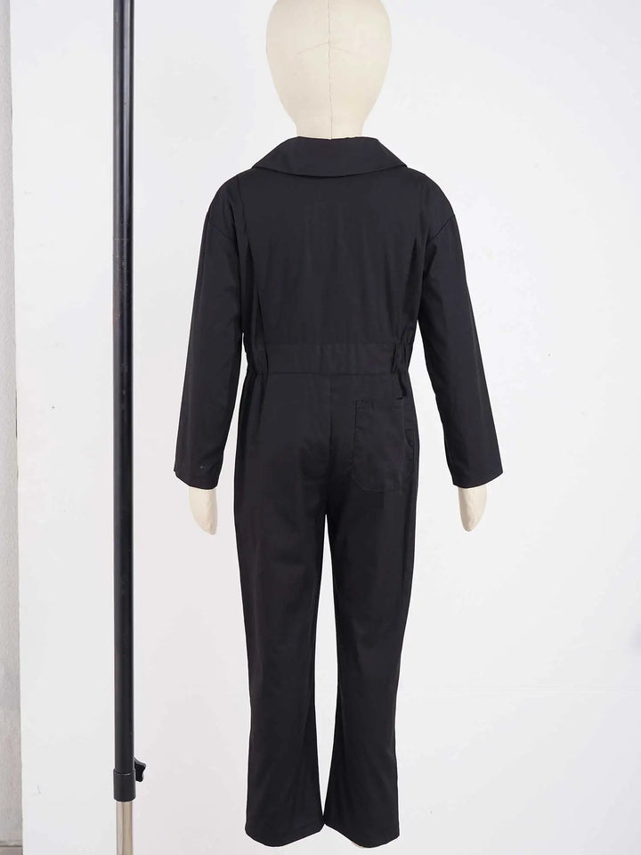 Kids Boys Mechanic Cargo Coverall Suit Casual Jumpsuit Long Sleeve Turndown Collar Bodysuit Streetwear Halloween Cosplay Costume - www.sixcolors.us