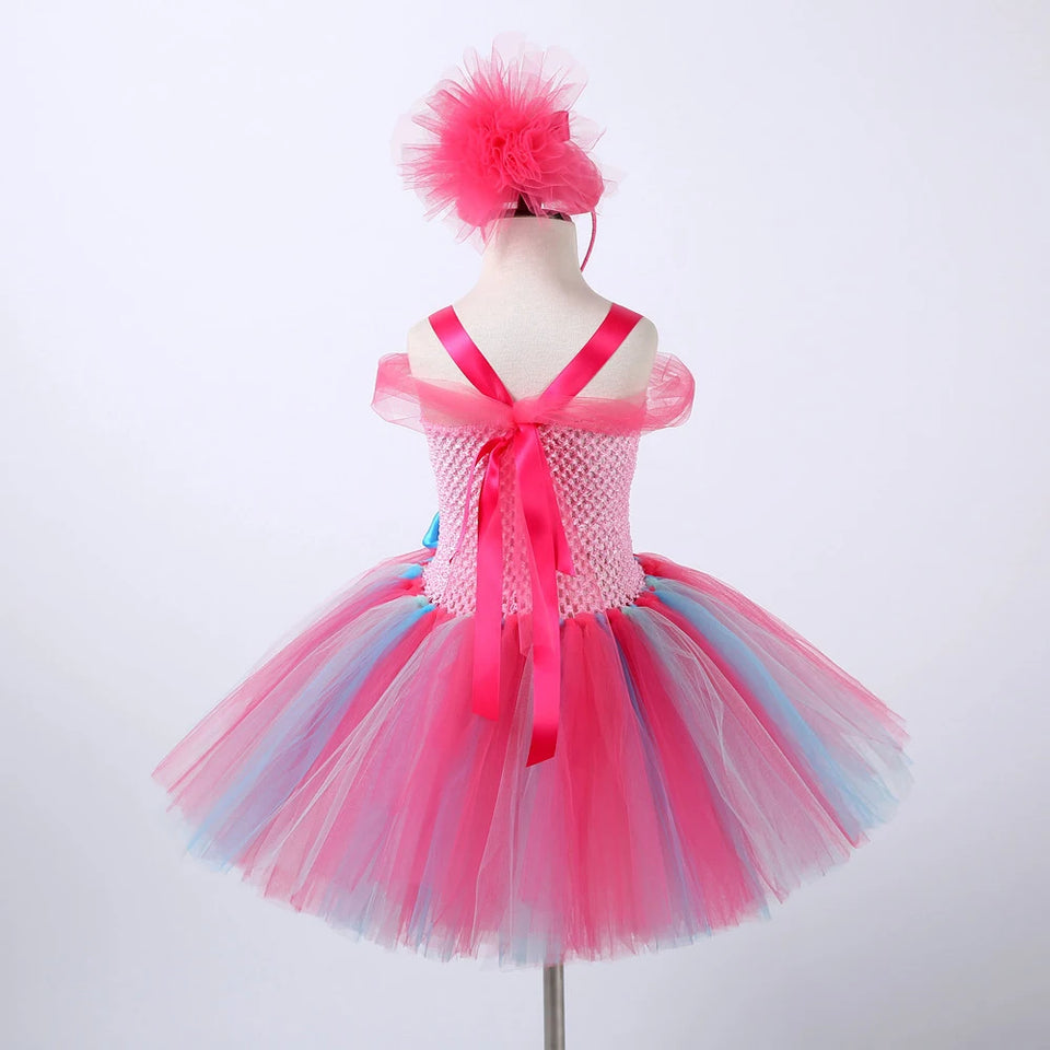 Trolls Poppy Princess Dress for Baby Girls Cosplay Halloween Costumes Kids Birthday Dresses Teenage Girl Clothes Fairy Outfit - www.sixcolors.us