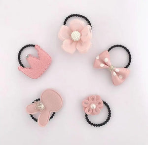 Baby Girls Elastic Hair Bands 5pcs/bag Small Flower Hair Ties Rope for Kids Todderls Bows Scrunchies Girls Hair Accessories