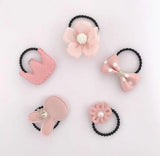 Baby Girls Elastic Hair Bands 5pcs/bag Small Flower Hair Ties Rope for Kids Todderls Bows Scrunchies Girls Hair Accessories