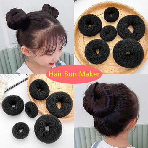 S/M/L Children Donut Bun Maker Hair Bun Styling Tools Headwear Diy Magic Hair Ties For Girls Hot Fashion Kids Black Accessories
