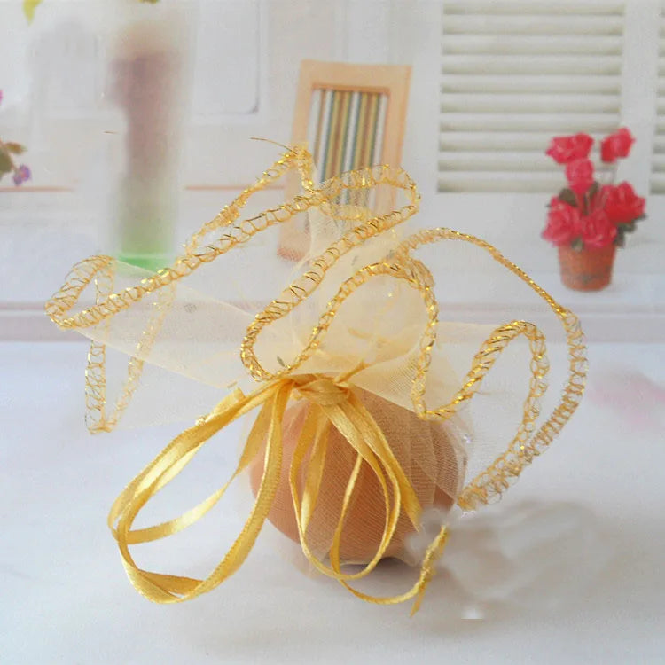 100pcs diameter 40cm Gold Round Organza Bag Drawstring jewelry packaging bags for Wedding/gift/food/candy/Christmas Yarn bag - www.sixcolors.us