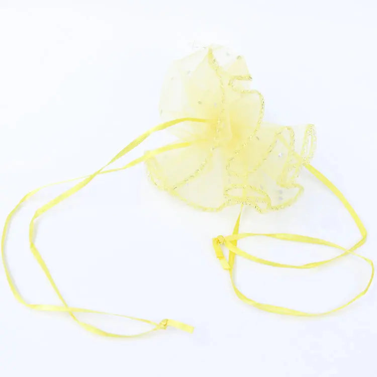 100pcs diameter 40cm Gold Round Organza Bag Drawstring jewelry packaging bags for Wedding/gift/food/candy/Christmas Yarn bag - www.sixcolors.us