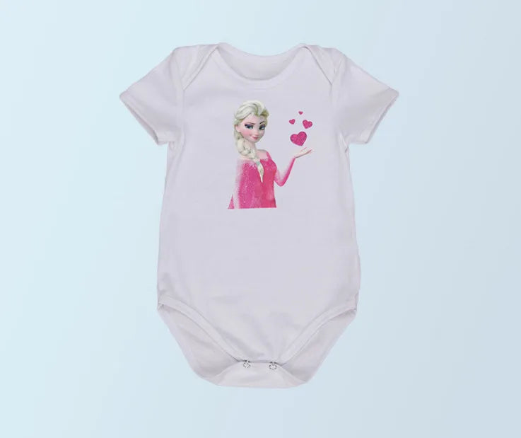 Newborn Baby Girls Cosplay Costumes Kids Elsa Princess Short Sleeve Jumpsuits Cartoon Girl Toddler Clothes 1st Birthday Gifts