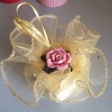 100pcs diameter 40cm Gold Round Organza Bag Drawstring jewelry packaging bags for Wedding/gift/food/candy/Christmas Yarn bag - www.sixcolors.us