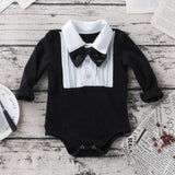 Newborn Baby Boys Clothes Gentleman Bow Long Sleeve Romper Jumpsuit Infant Cotton Overalls Wedding Costume Kids Gifts 0-24M