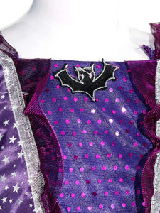 Kids Girls Witch Bat Costume Stars Printed Dress Wing Point Hat Mask Bag Fairy Wand Set Children Halloween Cosplay Dress Up - www.sixcolors.us