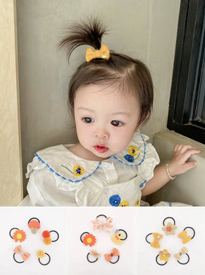 Baby Girls Elastic Hair Bands 5pcs/bag Small Flower Hair Ties Rope for Kids Todderls Bows Scrunchies Girls Hair Accessories