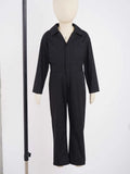 Kids Boys Mechanic Cargo Coverall Suit Casual Jumpsuit Long Sleeve Turndown Collar Bodysuit Streetwear Halloween Cosplay Costume - www.sixcolors.us