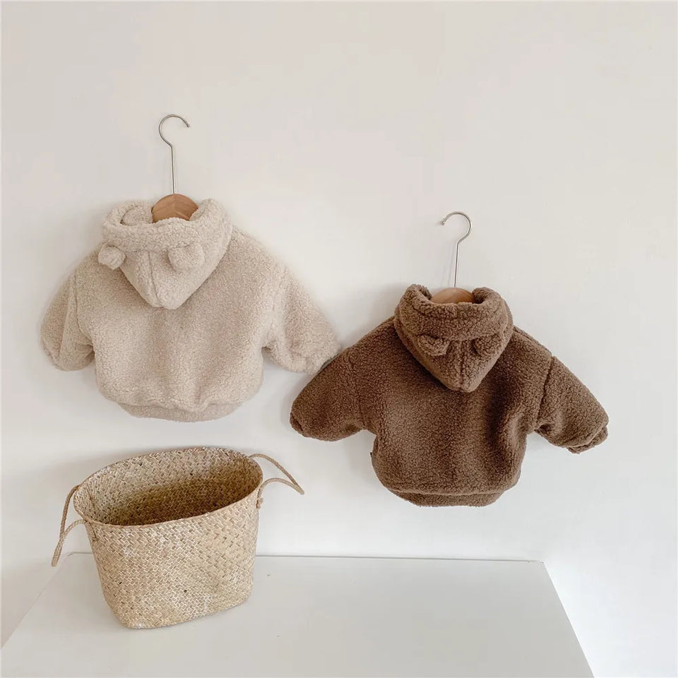 Autumn Winter Children’S Cotton-Padded Jacket Plus Velvet Hooded Jacket For Boys Girls Baby Kids Clothes Warm Casual Cardigan