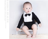 Newborn Baby Boys Clothes Gentleman Bow Long Sleeve Romper Jumpsuit Infant Cotton Overalls Wedding Costume Kids Gifts 0-24M