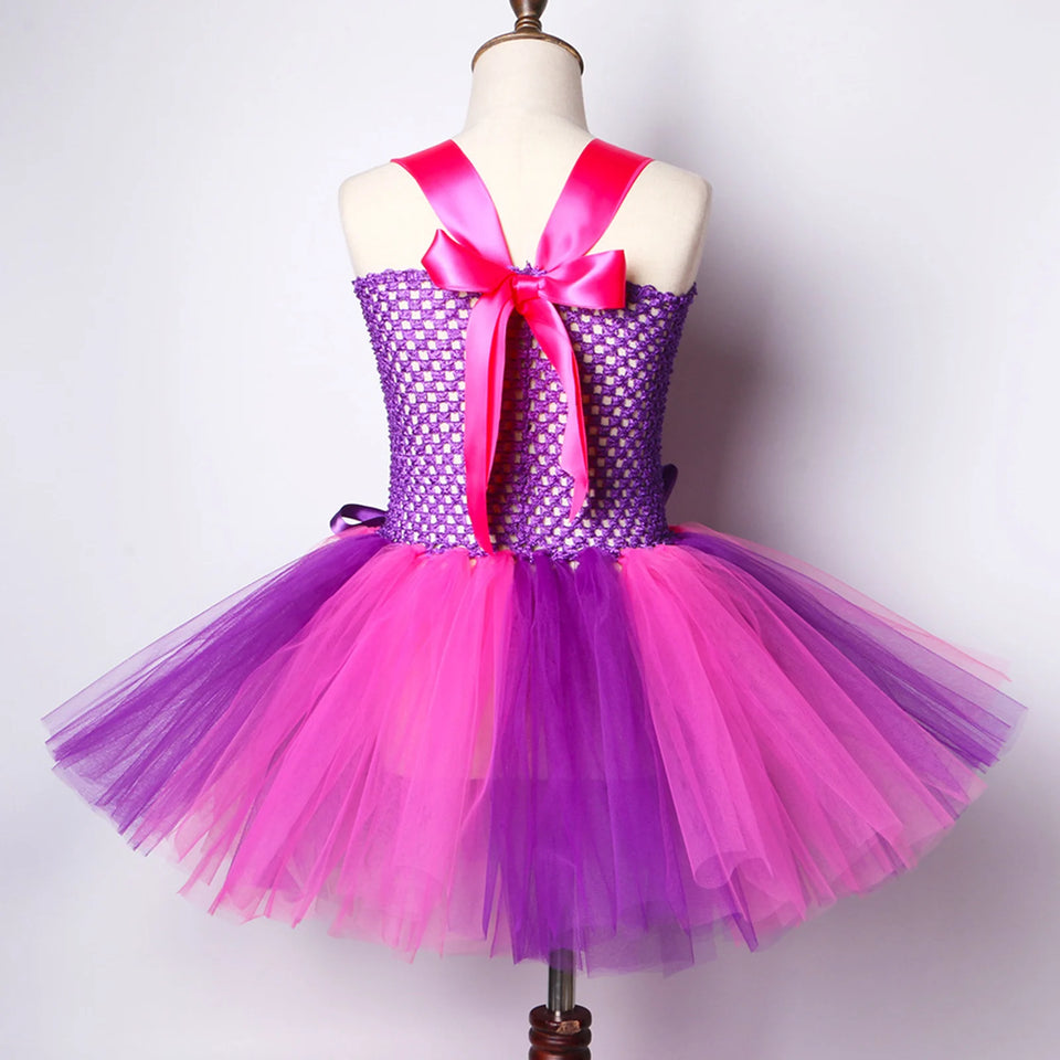 Little Wild Cat Mesh Tutu Dress Kid Girls Halloween Costumes Animal Cosplay Dresses With Headband Princess Birthday Party Outfit - www.sixcolors.us