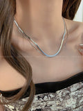 Niche Style Titanium Steel Double Layer Twin Snake Bone Female Fine Necklace