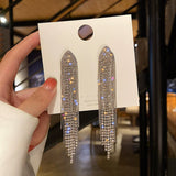 Full Diamond Geometric Fashion Fashion Long Female 925 Silver Needle