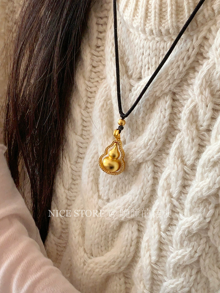 Late Sleeping Platycodon Grandiflorum for Men and Women Alluvial Gold Necklace Gourd