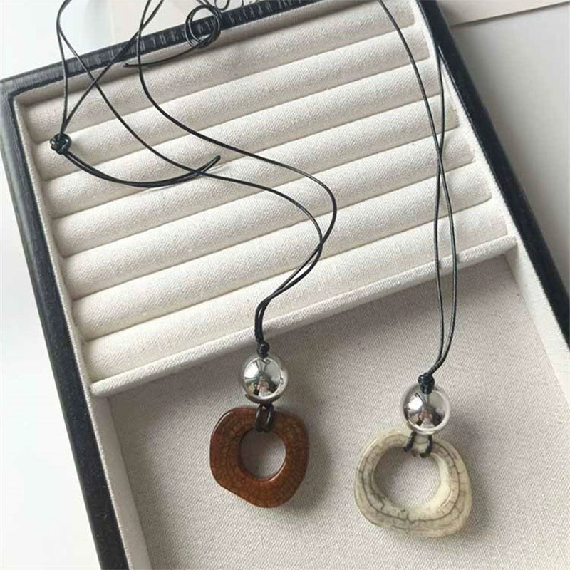 Niche Style Geometric Square Fashionable Long Sweater Chain Pendant