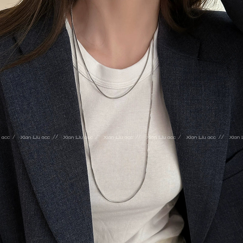 Long Twin Gold Elegant High-End Entry Lux Snake Bones Chain