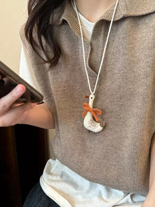 South Korea Concave Shape Cute Long Sweater Chain Cartoon
