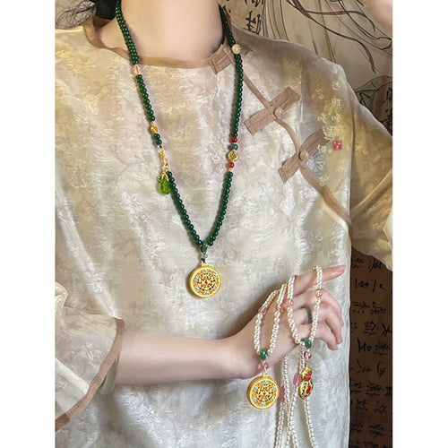 New Chinese Style Retro Women's Horse-Face Skirt Sweater Chain Beaded