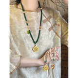 New Chinese Style Retro Women's Horse-Face Skirt Sweater Chain Beaded