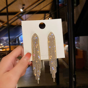 Full Diamond Geometric Fashion Fashion Long Female 925 Silver Needle