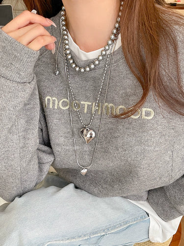 Oni Heart Female Long Pendant Sweatshirt Chain Sunflower
