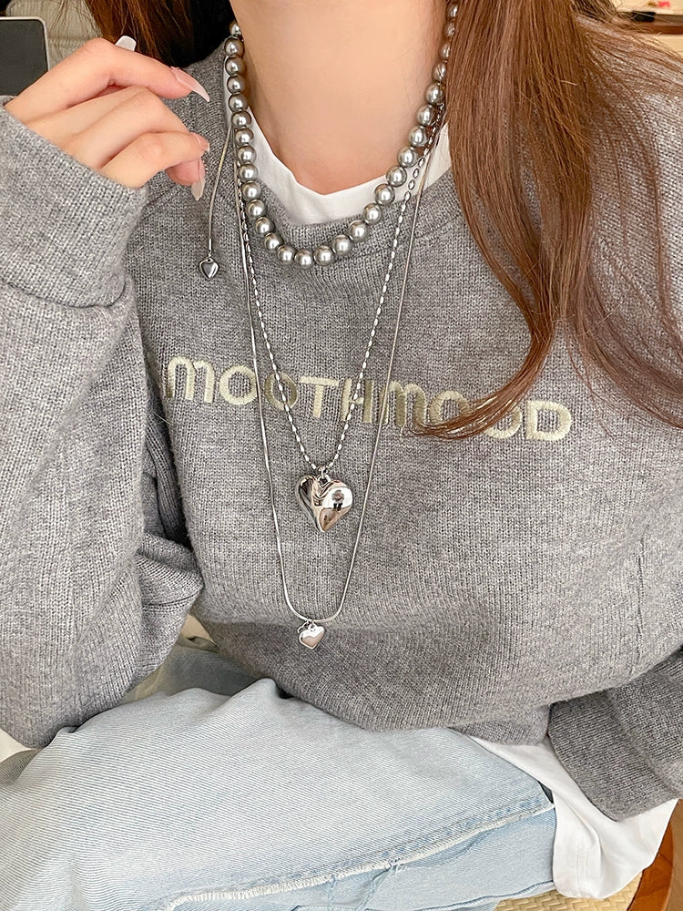 Oni Heart Female Long Pendant Sweatshirt Chain Sunflower