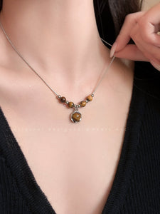 Choker Leather Women's Chinese Clavicle Chain Tigereye