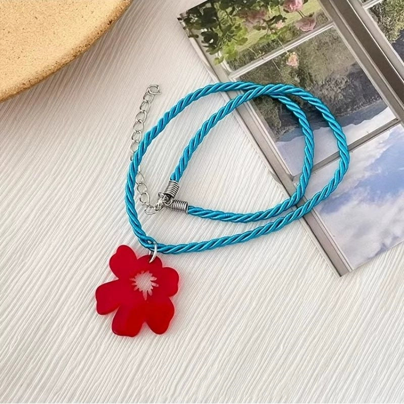 INS Korean Clavicle Chain Female Dopamine Little Red Flower