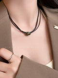 Choker Leather Women's Chinese Clavicle Chain Tigereye