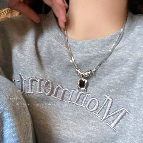 Niche Style Titanium Steel Sweatshirt Female Ornament Clavicle Chain Zircon