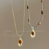 Natural Woven Women's Retro Style Clavicle Chain Tigereye