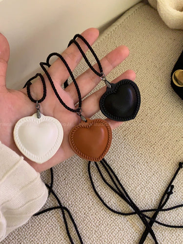 Heart PU Leather Shoelace Sweater Chain