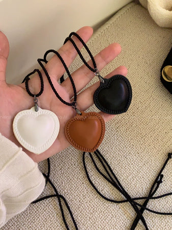 Heart PU Leather Shoelace Sweater Chain